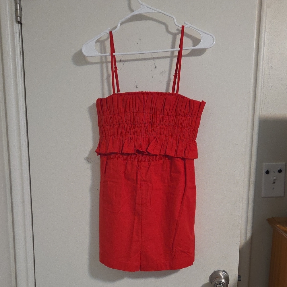 Chic Red Strapless Romper